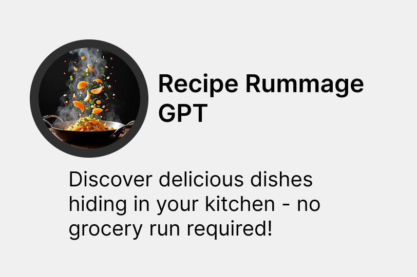Recipe Rummage GPT - AI Tools project screenshot showing the interface
